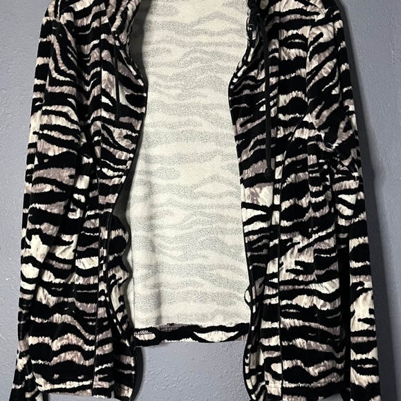 Kim Rogers Full Zip Jacket Womens Large Animal Print Soft Cozy Fleece Drawstring - Picture 4 of 7